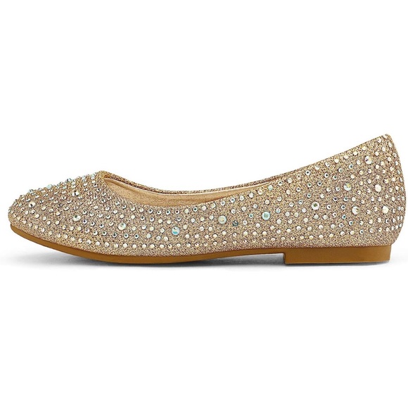Feel Like a Princess - Gold Rhinestone Ballet Flats - Picture 8 of 9